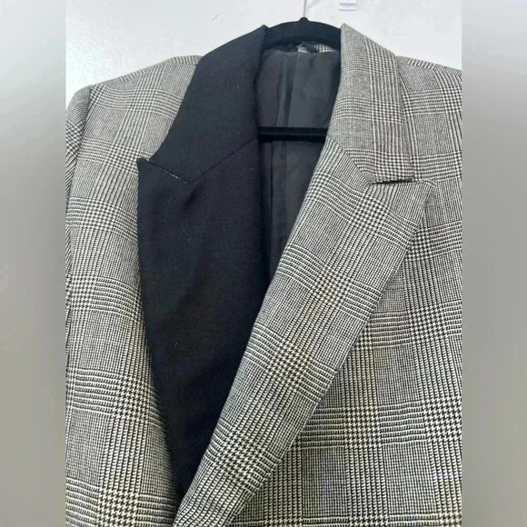 Moda Polska Warszawa Doble Breasted Wool Plaid Blazer Sz 10 - Picture 4 of 14
